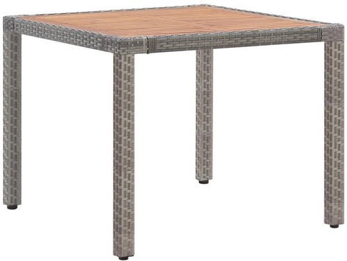 Garden Table Grey 90 x 90 x 75cm Polyrattan and Solid Acacia - Garden Table - Main image