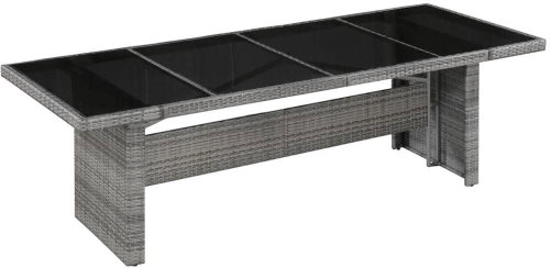 Garden Table 240 x 90 x 74cm Polyrattan and Glass - Garden Table - Main image