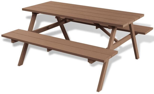 Picnic Table with Benches Brown 150 x 139 x 72.5cm WPC - Garden Table - Main image