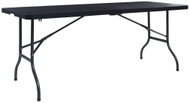 Folding garden table black 180x75x72 cm HDPE imitation rattan - Garden Table