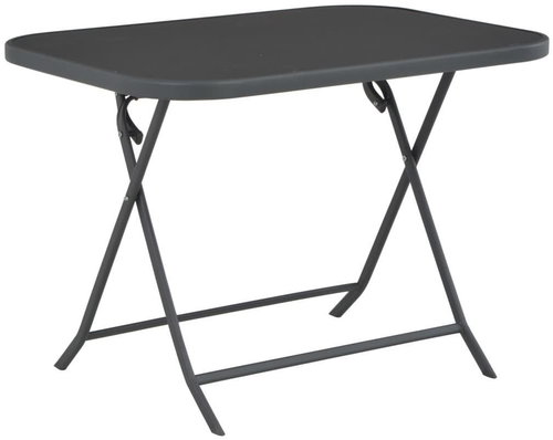 Folding Garden Table Grey 100 x 75 x 72cm Glass and Steel - Garden Table - Main image