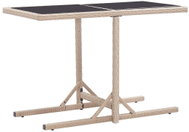Garden table beige 110 x 53 x 72 cm glass and polyrattan - Garden Table