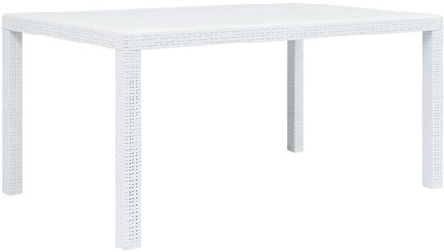 Garden Table White 150 x 90 x 72cm Plastic Rattan Look - Garden Table - Main image