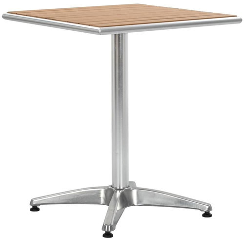 Garden table silver 60 x 60 x 70 cm aluminum and wood plastic - Garden Table - Main image