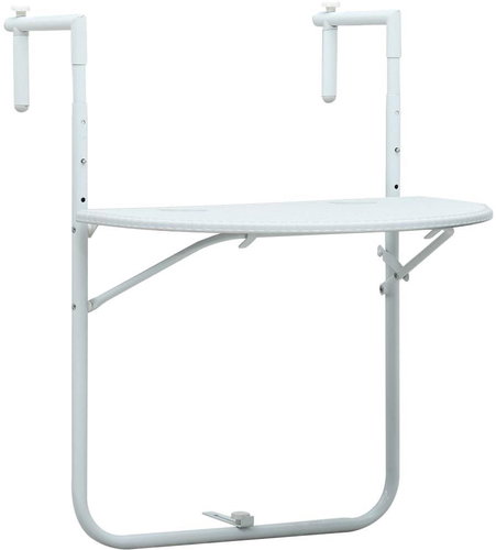 Hanging table for balcony white 60x64x83,5 cm plastic rattan look - Garden Table - Main image