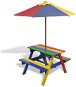 Garden Table Children&#39; s picnic table, benches and parasol multicoloured wood - Zahradní stůl