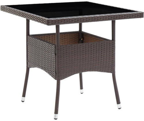 Garden Dining Table Brown Polyrattan - Garden Table - Main image
