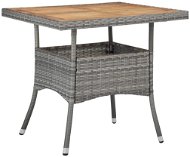 Záhradný jedálenský stôl sivý polyratan a masívne akáciové drevo - Záhradný stôl