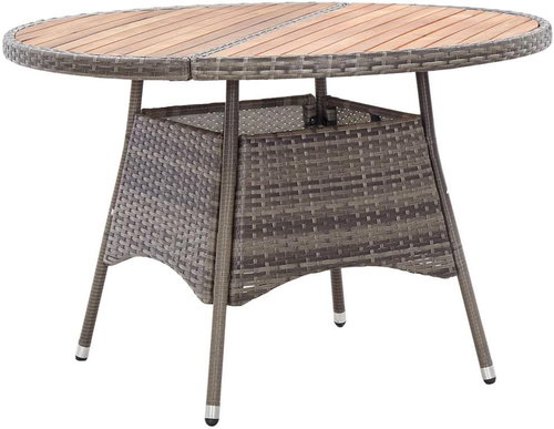 Garden Table Grey 115 x 74cm Polyrattan and Acacia Wood - Garden Table - Main image