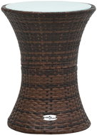 Garden side table drum shape brown polyrattan - Garden Table
