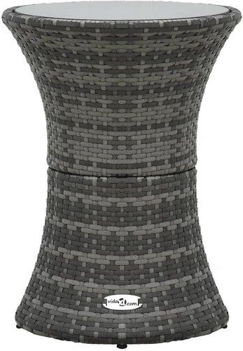 Garden side table drum shape gray polyrattan - Garden Table - Main image
