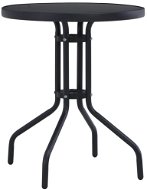 Záhradný stolík čierny 60 cm oceľ a sklo - Záhradný stôl