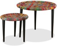 Konferenční stolky, set 2 ks, s úpletem chindi, vícebarevný - Konferenční stolek