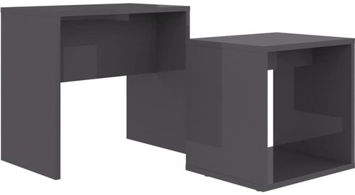 Set konferenčních stolků šedý vysoký lesk 48x30x45 dřevotříska - Konferenční stolek - Main image