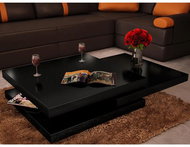 Konferenční stolek 3vrstvý, černý s vysokým leskem - Konferenční stolek