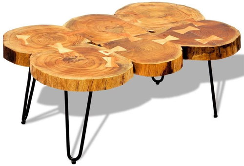 Konferenční stolek 35 cm 6 dřevěných koláčů sheeshamové dřevo - Konferenční stolek - Main image