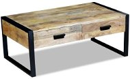 Konferenčný stolík s 2 zásuvkami, masívne mangovníkové drevo, 100 x 60 x 40 cm - Konferenčný stolík