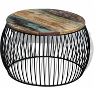 Konferenční stolek kulatý masivní recyklované dřevo 68x43 cm - Konferenční stolek