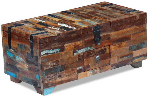 Konferenční stolek truhla masivní recyklované dřevo 80x40x35 cm - Konferenční stolek - Main image