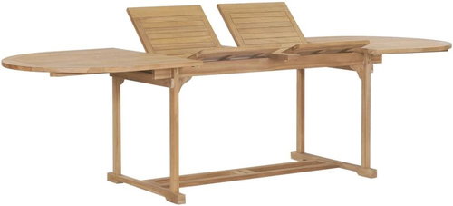 Folding Garden Table 180–280x100x75cm Solid Teak Oval - Garden Table - Main image