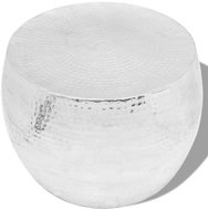 Konferenční stolek kulatý hliníkový stříbrný - Konferenční stolek