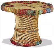 Konferenční stolek, bambus s látkou chindi, vícebarevný - Konferenční stolek