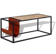 Konferenční stolek + držák na časopisy z pravé kůže 110x50x45cm - Konferenční stolek