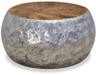 Konferenční stolek, hliník a teak, 60x60x30 cm - Konferenční stolek