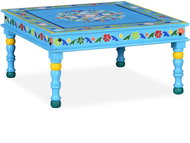 Konferenční stolek masivní mangovník ručně malovaný tyrkysový - Konferenční stolek