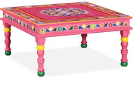 Konferenční stolek z masivního mangovníku ručně malovaný růžový - Konferenční stolek