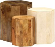 Konferenčný stolík sada 3 kusov z masívneho mangovníkového dreva - Konferenčný stolík
