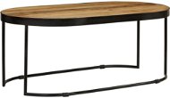 Konferenčný oválny stolík masívny hrubý mangovník a oceľ 100 cm - Konferenčný stolík