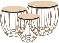 Konferenční stolek 3dílná sada z překližky (topol) a železa - Konferenční stolek