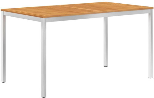 Garden Dining Table 140x80x75cm Solid Acacia and Stainless-steel - Garden Table - Main image