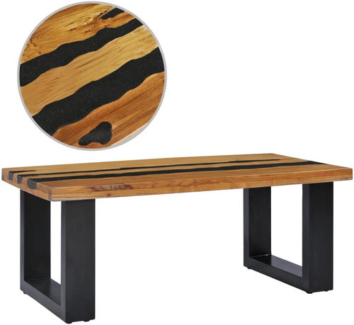 Konferenční stolek 100x50x40 cm masivní teak a lávový kámen - Konferenční stolek - Main image
