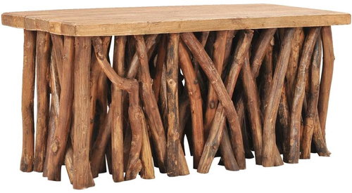 Konferenční stolek 100x40x40,7 masivní recyklované dřevo a teak - Konferenční stolek - Main image