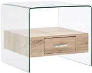 Konferenční stolek se zásuvkou 50x50x45 cm tvrzené sklo - Konferenční stolek