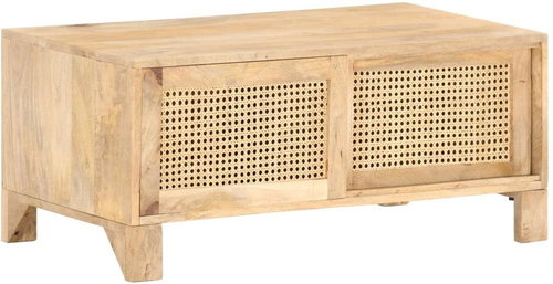 Konferenční stolek 90x50x40 cm masivní mangovník přírodní rákos - Konferenční stolek - Main image