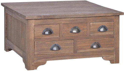Konferenční stolek s vyklápěcí deskou 65x65x34 cm masivní teak - Konferenční stolek - Main image