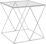 Konferenční stolek stříbrný 55x55x55 cm nerezová ocel a sklo - Konferenční stolek