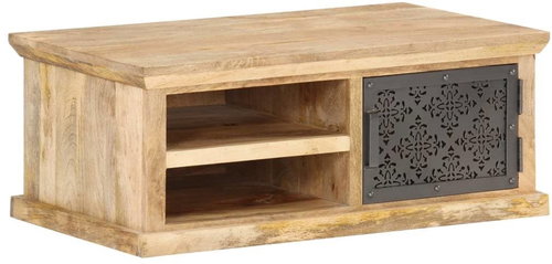 Konferenční stolek s dvířky 90x50x35 cm masivní mangovník - Konferenční stolek - Main image