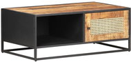 Konferenční stolek 90x50x35 cm hrubý mangovník přírodní rákos - Konferenční stolek