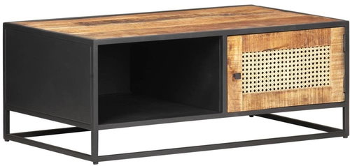 Konferenční stolek 90x50x35 cm hrubý mangovník přírodní rákos - Konferenční stolek - Main image
