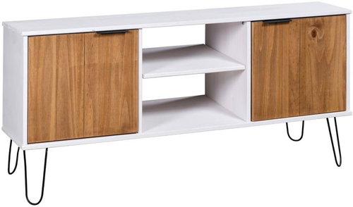 TV table New York Range white and light wood solid pine 321147 - TV Table - Main image