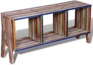 TV table with 3 shelves, stackable, coloured recycled teak 241719 - TV Table
