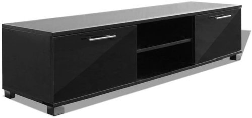 TV table black with high gloss 120x40,3x34,7 cm - TV Table - Main image