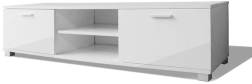 TV table white with high gloss 140x40,3x34,7 cm - TV Table - Main image