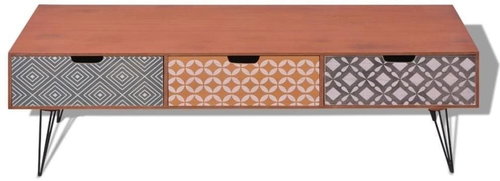 TV table with 3 drawers 120x40x36 cm brown - TV Table - Main image