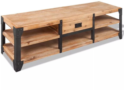 TV table made of solid acacia wood 140x40x45 cm - TV Table - Main image
