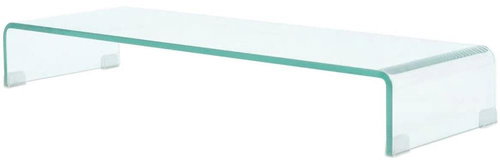 TV table / monitor stand clear glass 90x30x13 cm - TV Table - Main image